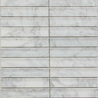PIX 341 Bianco Carrara, Concave, чип 30х151 мм, сетка 305х318х12 мм, Матовая