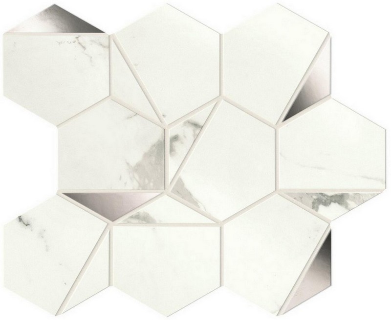 Мозаика Marvel Statuario Supremo Platino Hex Shiny (A4WV) Мозаика Marvel Statuario Supremo Platino Hex Shiny (A4WV)
