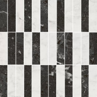 KMD2MSA003BR Тубкаль мозаичный микс чёрный белый глянцевый обрезной 30x30x0,9 декор