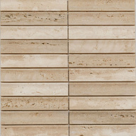 PIX 343 Yellow Travertine, Concave, чип 30х151 мм, сетка 305х318х12 мм, Матовая